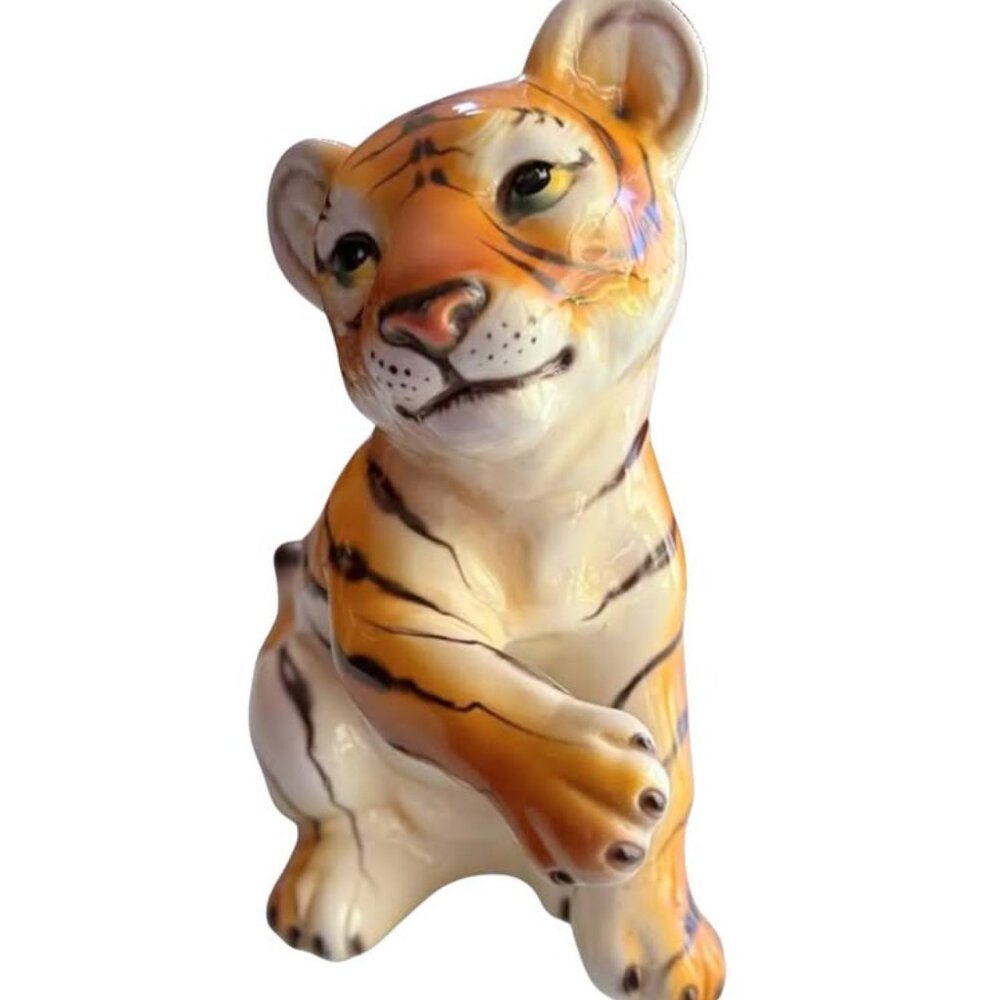 Life-size Vintage ITALIAN Midcentury Hand-Painted Tiger Cub in MINT CONDITION